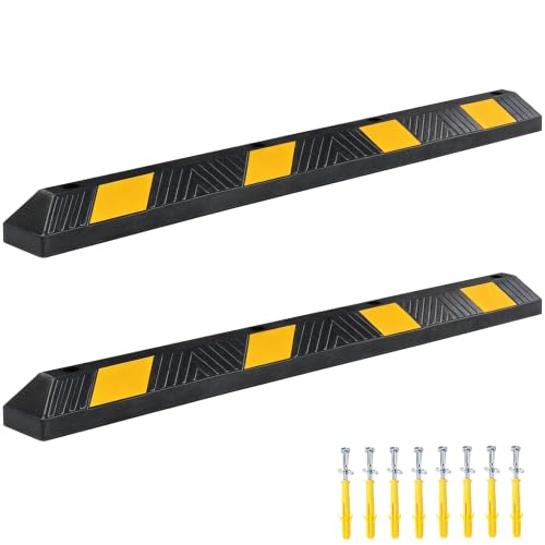 72-Rubber-Parking-Curb-2-Pack-Garage-Wheel-Stoppers 72" Rubber Parking Curb 2 Pack, Garage Wheel Stoppers - Image 1