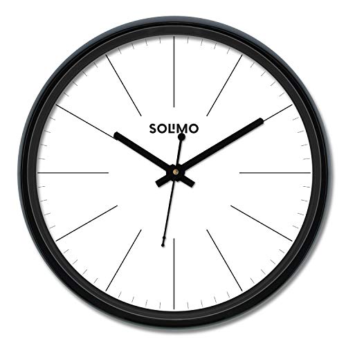 Image of Amazon Brand - Solimo Plastic Wall Clock - (12 Inch, Opulent White, Black, Silent Movement)