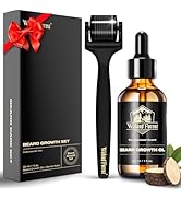 Waking Forest Derma Roller 0.25mm & Beard Oil(1oz), Sandalwood Beard Kit, Microneedle Beard Rolle...