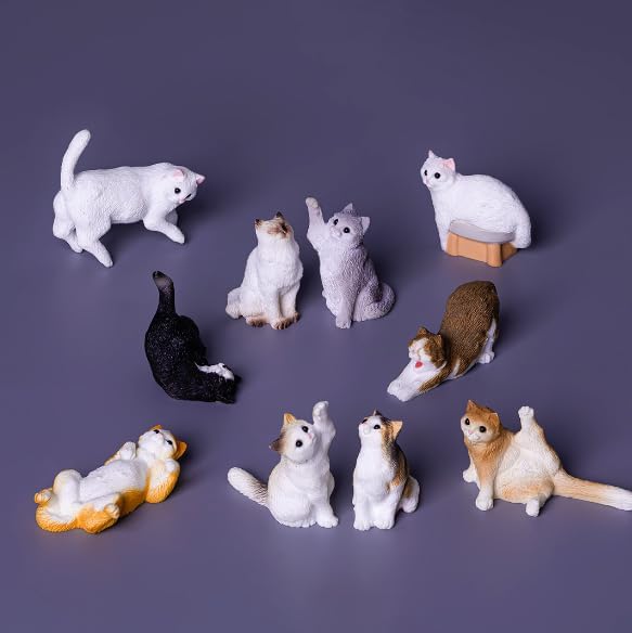 10pcs Mini Cat Figurines,Decor Dashboard Accessories for Rearview Mirror,Computer Monitor Decor and Desk, Funny Computer Monitor Desk Decorations for Women image 3