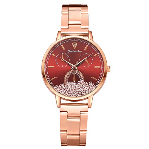 Women Luxury Watches Round Dial Diamond Stopwatch Dial Decoration Stainless Bracelet Gold Toned Quartz Watch