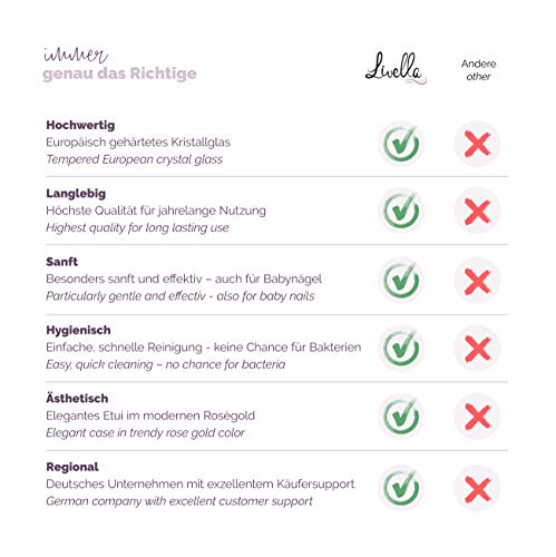 Livella Kristall-Glasnagelfeile – Etui Roségold - Nagelfeile besonders schonend und sanft zu Fingernägeln - Maniküre… – Bild 3