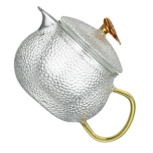 GRIRIW Tetera de Vidrio con Patrón Martillado Filtro Infusor Integrado Mango Ergonómico Antideslizante y Resistente al Calor para Té Kung Fu y Usos Domésticos Capacidad Mango Color