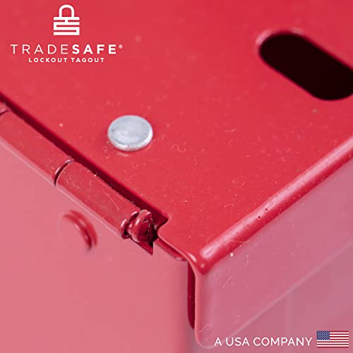 Tradesafe Lockout Tagout Group Lock Box - Premium Loto Group Box, 18 Gauge Steel Lockout Box, Red Lock Box For Osha Compliant Group Loto Procedures #TOP6