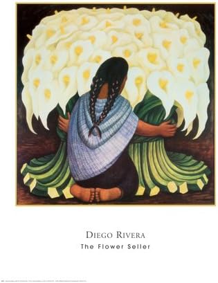 Flower Seller by Diego Rivera, Overall Size: 24x30, Image Size: 20.5x20.5