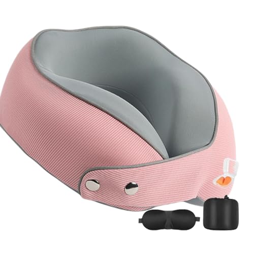 Almohada cervical – Almohada de viaje de espuma viscoelástica ligera en forma de U | Reposacabezas de viaje ajustable y extraíble con antifaz para dormir, almohada cervical para aviones, coches,