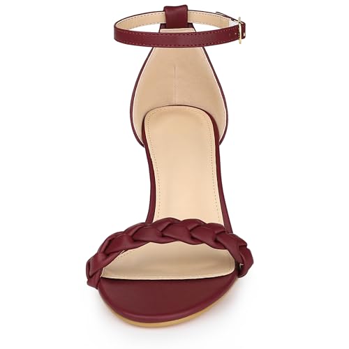 Allegra K Women's Chunky Heels Ankle Strap Braided Heel Sandals2