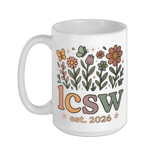 LCSW Est 2026 Licensed Clinical Social Worker Ceramic Mug, White, 15oz