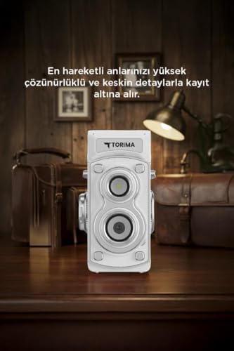 Mini Retro Dijital Fotoğraf Makinesi Video Kamera 1080P CMR44 Beyaz - Görsel 4