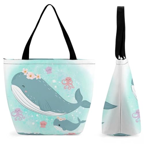 Sac à bandoulière baleine pour femme grand cabas de voyage en toile souple
