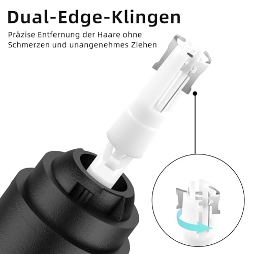 Nasenhaartrimmer, wiederaufladbare kabellose Ohr Augenbrauen Trimmen Werkzeug Dual-Edge-Klingen Rasierapparat einfache Reinigung mit… – Ansicht 3
