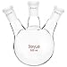stonylab Vetro 3-Collo Fondo Rotondo Pallone RBF, con 24/40 Centrale e lato Standard Coniche Esterno Misto Giunto, 3 Neck Round Bottom Flask - 500ml