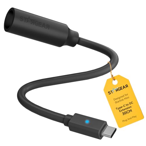 30CM Starlink Mini Power Cable, USB C to DC Extension Cable, Black