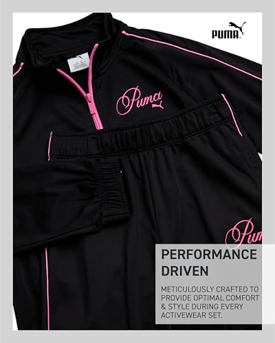 PUMA Girls Jogger Set - 2 Piece Athletic Tricot Flare Pants and Zip Up Jacket for Girls (4-14)3