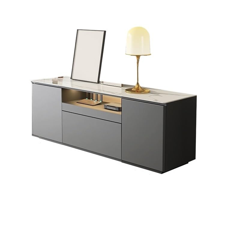Mueble De TV Mueble de TV con losa de roca, moderno, pequeño, for apartamento, sala de estar, plataforma, ligero, Almacenamiento Simple de lujo Consolas De TV Para Sala De Estar(120x30x42.5cm)