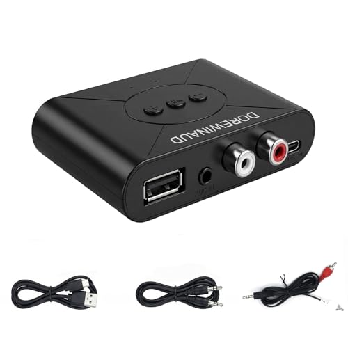 Bluetooth 5.3 Audio Receiver, Wireless Audio Receiver RCA Adapter for Stereo, USB Flash Drive/NFC One Key Connect/Car Speakers/Wireless Headphones Receiving Mode for Bluetooth Devices