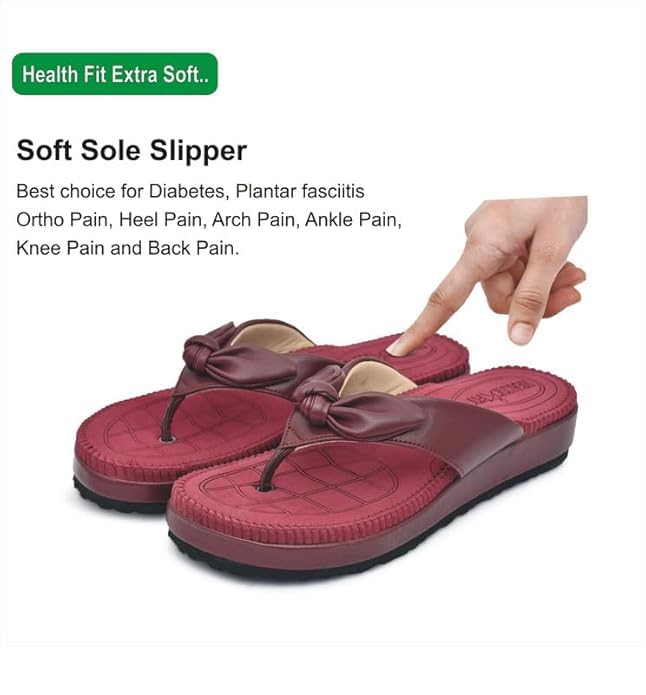 Image of HEALTH FIT Orthopedic with Super Extra Soft Ortho Care Anti-Skid Doubleu Flip-Flops for women Slippers /Doctor Chappal & Footwear HF330