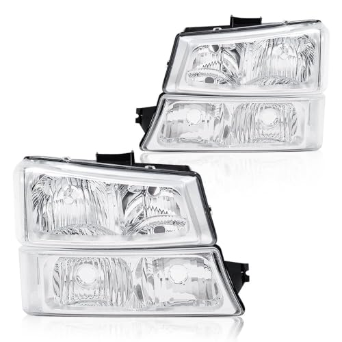 Image of GRAND ORANGE Headlight Assembly Compatible with Chevy Silverado 1500 2500 3500 HD Models 2003-2006, Fit Chevy Avalanche 1500 2500 2003-2006 Headlights (Fit No Cladding only) GM250222, GM2503224