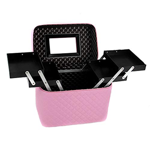 De Doble Capa Caja De Bandejas De Cosméticos De Almacenamiento - De Gran Capacidad De Cosméticos Caso De Viaje Portátil para Almacenar Accesorios Cosméticos,Rosado Cover