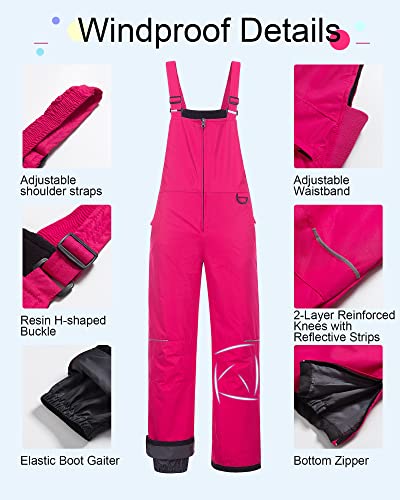 Image of CREATMO US Girl's Snow Bibs Kids Ski Pants Waterproof Insulated Winter Overalls