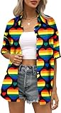 Love Wins Shirt for Women Gay Pride Button Down Shirts Rainbow Graphic Tees LGBT Equality Gifts Summer Casual Tee Tops