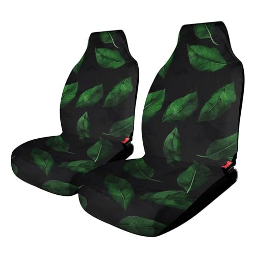 Housse de siège de voiture imperméable imprimé feuilles vertes sur fond noir