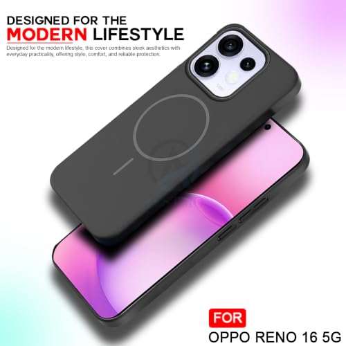 Image of AESTMO Shockproof Back Case Cover for Oppo Reno 16 5G | Slim Hard Shell | Hard Back Cover for Oppo Reno 16 5G (Compatible with MagSafe Accessories, Black)