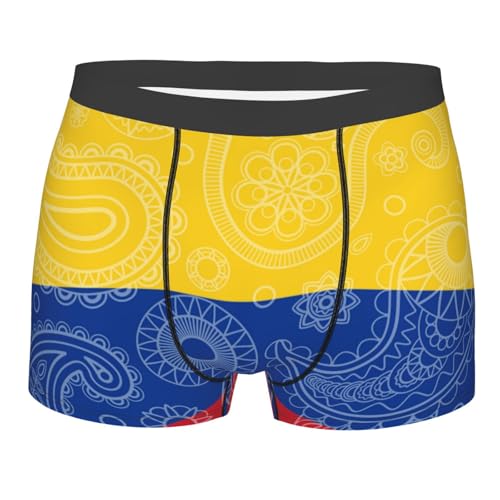 Colombian Paisley Flag Men'S Boxer Underwear, Dry High-Performance Underwear, Breathable Elastic Sports Boxer Shorts