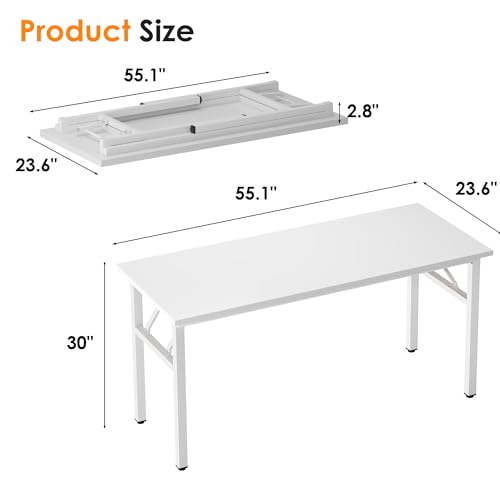 Image of Need 55 inches Computer Desk Office Desk Folding Table with BIFMA Certification Computer Table Workstation,White AC5DW-140