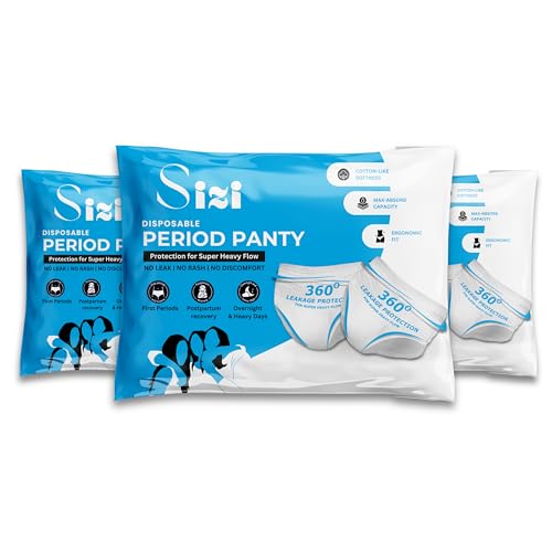 Image of SIZI Disposable Period Panties (S-XL) | 360 Protection for Super Heavy Flow | No Leakage, No Rashes, No Discomfort | Maternity Panties | All-Night Protection | Ultra-Absorbent Core (XL, 2)