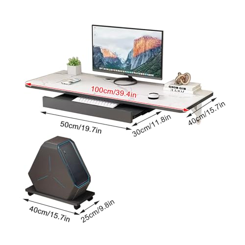 Bureau flottant pour ordinateur portable, meuble design 100 cm