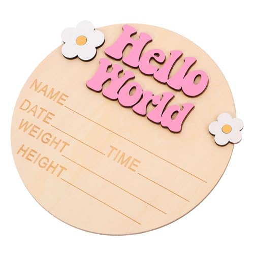 MOBUTOFU 木製赤ちゃんの名前のサイン 出産のお知らせサイン 新生児用節目プレート 丸型デザイン ベビーシャワーや保育園の装飾に 赤ちゃんの誕生記録用