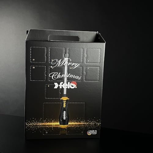 Felo Adventskalender Werkzeugset - 50 tlg. mit Bit-Box Industry, Smart Evo Interchangeable Blades Set, HEX KEY Set, Ergonic Screwdriver, Felo Folding Rule