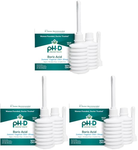 Image of pH-D Feminine Health Support - Instant Odor Rinse with Boric Acid for Vaginal Odor - Vegan, Paraben-Free, Cruelty-Free, 6 Fl Oz Total, (3 Fl Oz, Pack of 6)
