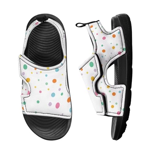 Watdotory Hook and Loop Strap Colorful Polka Dots Boys' Sandals Ideal for Poolside Fun Breathable Toddler Sandals, Size 7