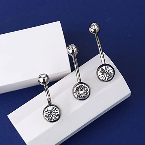 OUFER Belly Button Rings G23 Solid Titanium 14G Clear CZ Belly Rings Navel Piercing Jewelry Navel Rings4