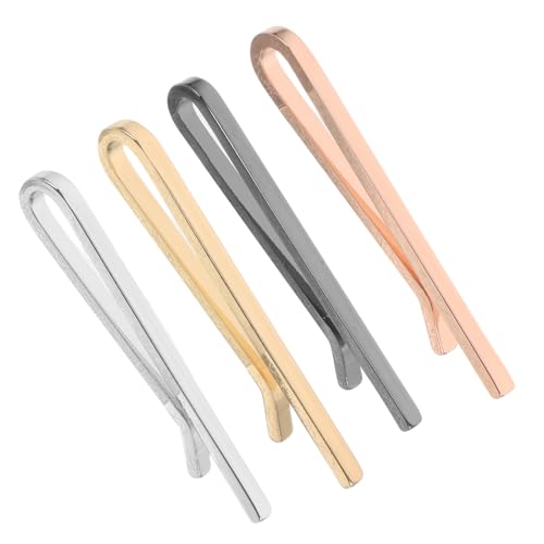 Abaodam 4pcs Men's Tie Clip Set Gold-plated Copper Necktie Bars with Silver, Gunmetal, Black, Rose Gold Colors Classic Men’s Fashion Accessories for Wedding, Business, and Formal Use