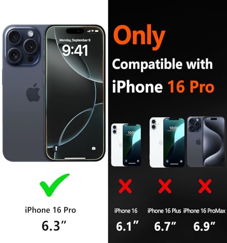 Image of Diverbox for iPhone 16 Pro Case [Shockproof] [Dropproof] [Tempered Glass Screen Protector + Camera Protectors] Heavy Duty Protection Phone Case Cover for Apple iPhone 16 Pro (Glitter Clear)