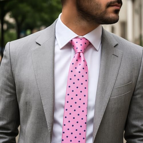 Image of KissTies Mens Necktie Polka Dot Ties For Men Classic Dressing Tie + Gift Box