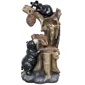 Outsunny 22.4" Tall Outdoor Water Fountain, 3-Tier Floor Standing Resin Bears and Honey Beehive Tree Waterfall Fountain with LED Lights, Pump for Garden, Patio, Backyard