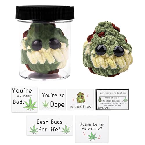 xinrongda Adopt a Weed Nugget Plushie Adopt Me Plush Toy Little Weed Nugget Plushie in a Jar Handmade Plush Stuffed Toys Funny Pun Handmade Plush Desktop Accessories