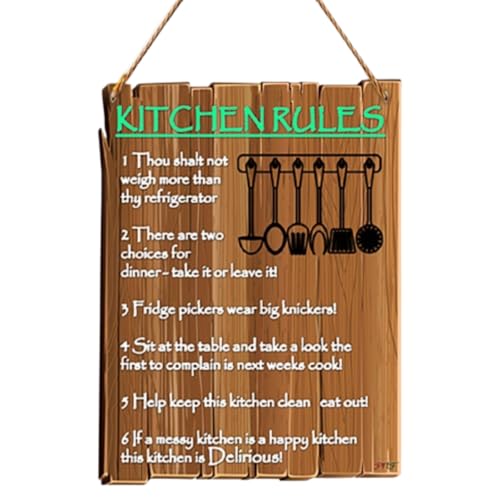 Image of PNF Poster And Frames KITCHEN RULES Quote Wall art & Door Hanging Frame For Kitchen, Dining, restaurants Decor | Walland home Decor for Living Room | Room Decor Wall Decor Items For Bedroom | (Wooden, 11x9 Inch,brown)-70-2