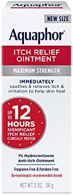 Aquaphor Itch Relief Ointment, Maximum Strength 1% Hydrocortisone, Relieves Itch from Skin Irritation, Insect Bites, Psoriasis, Skin Rashes, Eczema, & Poison Ivy, 2 oz