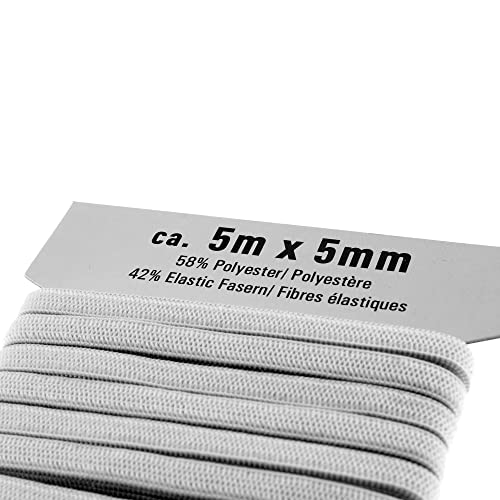 Gummilitze, Gummizug, Gummiband - 5m x 5mm + 5m x 7mm + 3m x 12mm - weiß - elastisch & kochfest