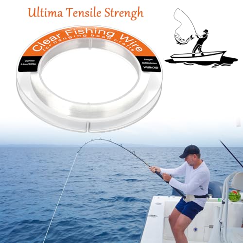 Image of Clear Fishing Line Wire 755 ft, Invisible Monofilament Fishing Line Wire, Nylon String for Hanging Balloons Garland Crafts Picture Decorations, Clear String Threads Cords WUINOID