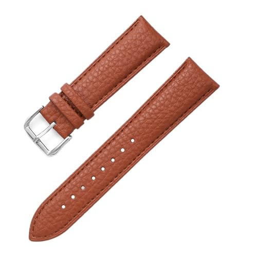 Bracelet de montre en cuir souple motif litchi marron clair 22mm rechange