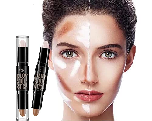 2 In 1 Makeup Shading Stick, Double-Head Make Up Concealer Contouring Sticks, Highlighter Three-Dimensional Face Brightening Pencil（Pack Of 1) (01#Ivory White) #TOP7