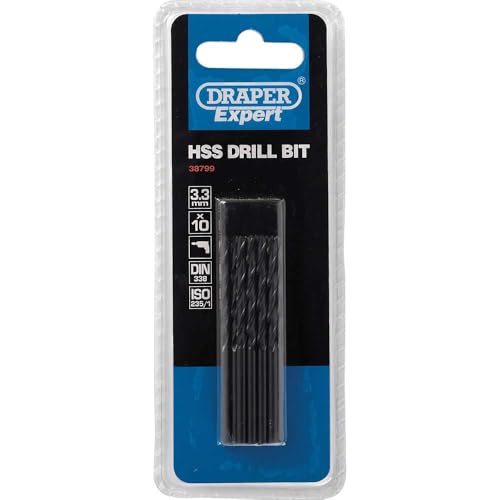 Draper 38799 Expert HSS Drill Bit, 3.3mm Ø, Pack of 10 , Blue 1 Draper 38799 Expert HSS Drill Bit, 3.3mm Ø, Pack of 10 , Blue