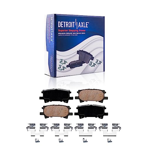 Image of Detroit Axle - Front Rear Drilled Brake Rotors Brakes Pads and 2 Front Calipers for Lexus RX330 RX400h RX350 Toyota Highlander Replacement