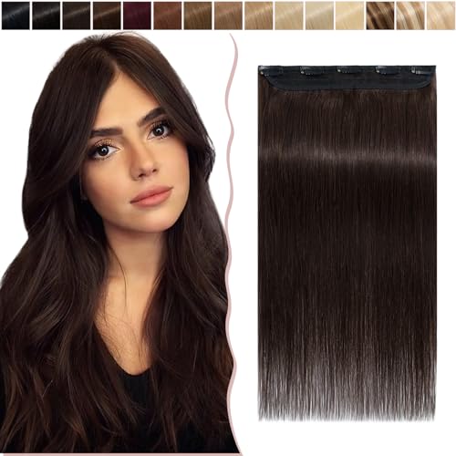 8'(20cm) SEGO Extensiones de Clip de Pelo Natural [#2 Marrón Oscuro] Una Pieza con 5 Clips Cabello Humano Remy Postizos Pelucas Lisas One Piece Human Hair (40g)
